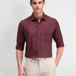 Arrow Burgundy Regular Fit Texture Shirt-picture-9