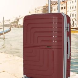 Teakwood Leathers Lkey Maroon Textured Large Hard Sided Checked Luggage-image-70