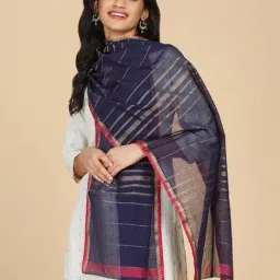 Fabindia Navy Cotton Silk Printed Stole-picture-23