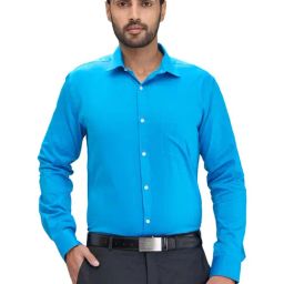 Park Avenue Blue Slim Fit Texture Shirt-image-65
