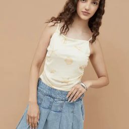 Ginger Off White Regular Fit Printed Top-45
