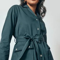 The Label Life Green Polyester Comfort Fit Solid Coat-image-53