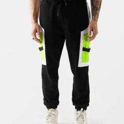 The Souled Store Multicolored Cotton Regular Fit Colour Block Joggers-image-41