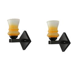 1ST TIME Pack of 2 Yellow & White Glass Cylinder Shaped Wall Lamp-picture-21