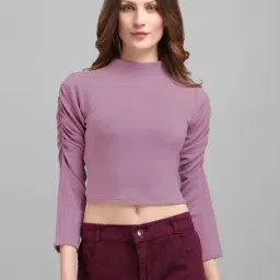 PURVAJA Purple Regular Fit Crop Top-26