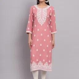 HERE&NOW Women Floral Embroidered Thread Work Kurta-picture-21