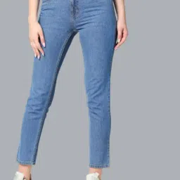 High Star Blue Cotton Slim Fit High Rise Jeans-image-64