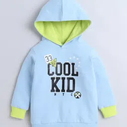 BUMZEE Sky Blue Boys Full Sleeves Cotton Hooded Sweatshirt Age - 18-24 Months-image-10