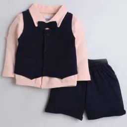 Bumzee Kids Navy & Peach Regular Fit Full Sleeves Shirt Set-image-51