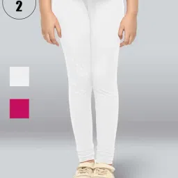 Lyra Kids Fuchsia Pink & White Skinny Fit Leggings (Pack of 2)-image-96