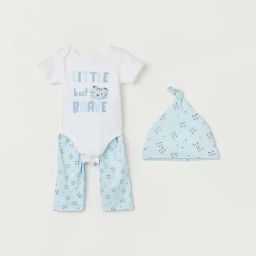 Juniors by Lifestyle White & Blue Cotton Printed Onesie Set-picture-11