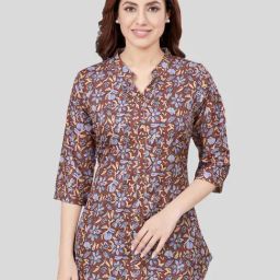 Saree Swarg Brown Printed A Line Kurti-image-76