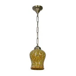 Fos Lighting Antique Single-Light Amber Yellow Crackle Glass Pendant Light - No1-Verka-HL1-image-24