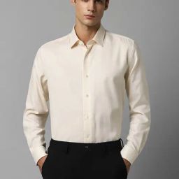 Luxure By Louis Philippe Beige Cotton Slim Fit Texture Shirt-picture-32