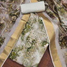 SHADOW & SAINING Floral Printed Beads and Stones Unstitched Dress Material-image-41