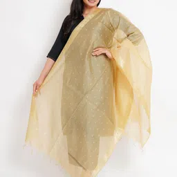 Karthav Fashion Floral Woven Design Chanderi Dupatta With Zari-picture-39