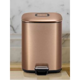 OBSESSIONS Fingerprint Resistant Step Dustbin with Liner, 6 Litres, Bronze Copper-picture-3