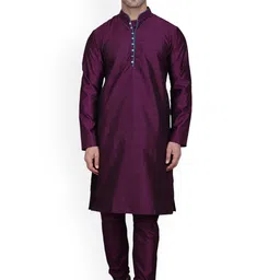 REFULGENT Men Regular Dupion Silk Kurta with Pyjamas-0
