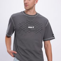 UNRL Brand Logo Printed Regular Fit T-shirt with Inverted Stitches-picture-6