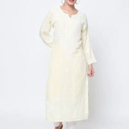 PARAMOUNT CHIKAN Yellow Embroidered Straight Kurta-image-58