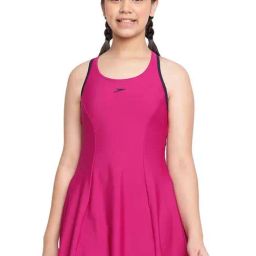 Speedo Kids Pink Logo Racerback Swim Dress with Boyleg-image-5