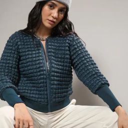 Campus Sutra Teal Regular Fit Jacket-image-47