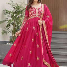 JATRIQQ Embroidered Gown Ethnic Dress With Dupatta-image-74