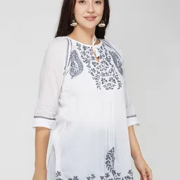 VAHSON Chikankari Hand Embroidered Semi-Sheer Cotton Top-image-38