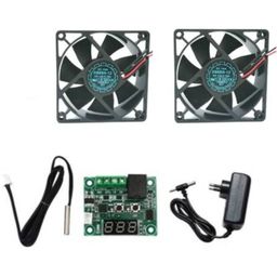 TechSupreme Combo Of W1209 + 12v 2Amp Adapter + 2 Piece 3.5 inch fan For Diy Incubator Electronic Components W1209 thermostat Temperature Sensor and Controller image 1