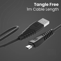 Portronics Konnect B Micro USB Cables For Fast Charging & Data Sync 3.0 Amp with PVC Heads I Nylon Braided I 1 mtr(Black) image 2