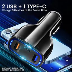 pTron Bullet Pro 36W Type-C/PD 3 Port Fast Car Charger Adapter, Compatible with All Smartphones, Tablets & Other USB Powered Devices (Black) image 3
