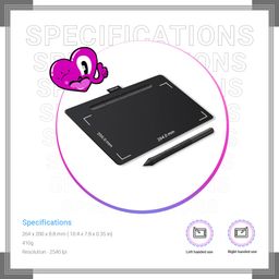 Wacom Intuos Bluetooth CTL-6100/K0-CX Digital Graphics Pen Tablet for Drawing (Black) Medium (10.4-inch x 7.8-inch) | Battery Free Pen with 4096 Pressure | Compatible with Windows, Mac & Android image 2