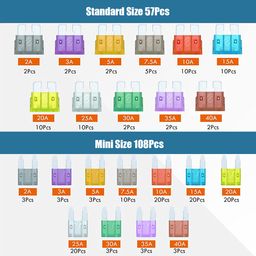 sthira 165 Pcs Car Fuse Set Kit, ATC/ATM Car Fuses, Blade-Type Automotive Fuses - Standard & Mini Size (2A/3A/5A/7.5A/10A/15A/ 20A/25A/30A/35A/40A), Replacement Fuses for Car/Truck/Motorcycle/Boat image 4