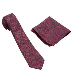 to the nines Red Micro Polyester Men's Tie, Pocket Square, Lapel Pin & Cuff links Set image 4