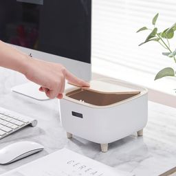 lookmint Table Dustbin, Plastic Swinging Lid Waste Storage Garbage Bin, Desktop Trash Can For Study Table, Office image 2