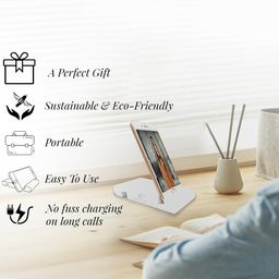 CRAFTSLANE Handcrafted Wooden Mobile Stand, Cell Phone Stand for Office Desk for Home for Table Portable Compact & Lightweight Hands-Free Viewing All Smartphones & iPhone (Solid Eggshell Pack of 1) image 3