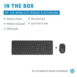 HP 330 Wireless Black Keyboard and Mouse Set with Numeric Keypad, 2.4GHz Wireless Connection and 1600 DPI, USB Receiver, LED Indicators, Black image 3