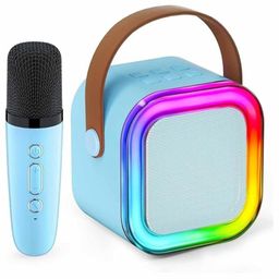 generic Portable Karaoke Speaker with Microphone, RGB LED Lights, 5 Light Modes, Wireless image 1