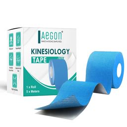 Aegon Waterproof Kinesiology Tape 5 Metres Latex Free Breathable Athletic Sports Tape For Injury, Muscle Support, Pain Relief, Joint Support And Physiotherapy (Blue, 5 cm) image 1