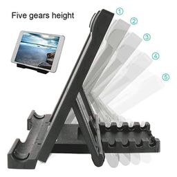 LIRAMARK Portable Tabletop Tablet Stand Mobile Holder, Desktop Stand, Cradle, Dock for iPad, Smartphone, Kindle, E-Reader, Fully Foldable, Adjustable Angle, Black image 2