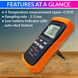 amiciSense High Precision 2 Channel K-Type Thermocouple Thermometer -200°C to 1370°C Handheld C/F/K Temperature Meter with 4xAAA Battery image 2