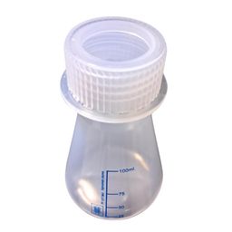 aanij AANIJ® 100 ml Plastic Transparent Conical Flask with Stopper Reusable Flask Narrow Neck | Multi-purpose Flask for Chemistry Lab Experiments Pack of (2) image 2