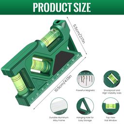serplex Serplex® Magnetic Leveler Level Tool with 3 Bubble Vials & Etched Scale for Horizontal, Vertical, and 45° Angles, Portable Leveling Tool for Construction, HVAC Installation image 2