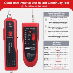 COOLCOLD Lan Tester | Wire Tracker, Tester, Cable Tracker, RJ11 RJ45 Line Finder Network Cable Tester for LAN Ethernet Cable Collation, Phone Telephone Line Tester with 2X 9V Batteries(Multicolor) image 5