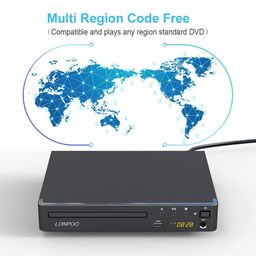 lonpoo LP-099 Multi Region Code Zone Free PAL/NTSC HD DVD Player CD Player with Remote & USB - Compact Design image 2