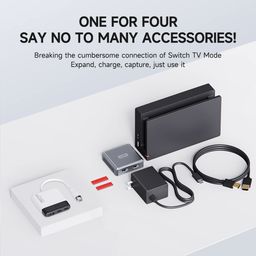 Hagibis 2 in 1 Switch Dock with HDMI Video Capture Card for Nintendo Switch, Portable TV Docking Station with 4K HDMI, 1080P Capture Card, PD and USB Type C (Black White MS2130 Chip) image 3