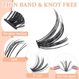 MAYCREATE® 480PCS Lash Clusters DIY Eyelash Extensions, Lash Clusters 9-16mm Mixed D Curl Individual Eyelashes Clusters Wispy DIY Eyelash Extension Thin Band & Soft image 3