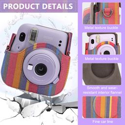 Instax Mini 11 Case Cover, Protective Camera Case for Fujifilm Instax Mini 11, Color Striped Easy Install Bag with Removable Shoulder Strap & Top Cover for Intex Camera Mini 11 Mini 8 Mini 9 image 3