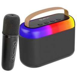 pTron Newly Launched Fusion Joy 20W Bluetooth Speaker with Wireless Karaoke Mic, 6Hrs Playtime, Vivid RGB Lights, Voice Effects, Multi-Play Modes BT5.3/TF Card/USB & Type-C Charging Port (Black) image 1