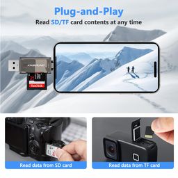 Kinsound 4 in 1 SD & TF Card Reader with Type-C & USB Ports,Portable Memory Card Reader Compatible with TF, SD, SDHC, SDXC, MMC, RS-MMC, Micro SDXC for Computer & Android Phone image 5